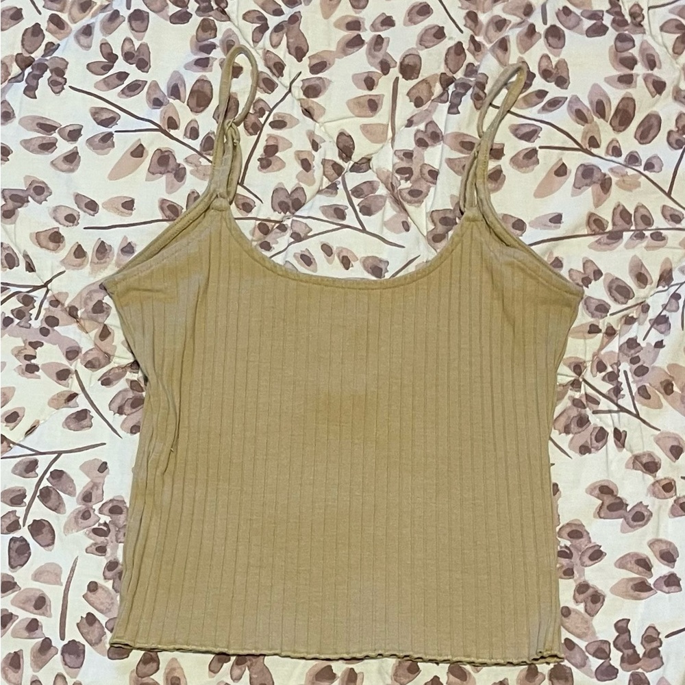 Women's Tan Ribbed Button-Front Top - Picture 2 of 2